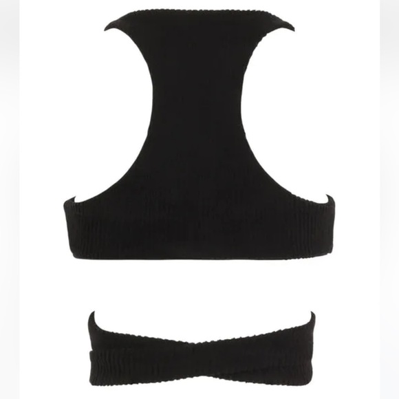 NWT Laina Rauma szL Fuzzy Knit Rib Ballerina Sport Bra Black LainaRauma Dance - Picture 7 of 9